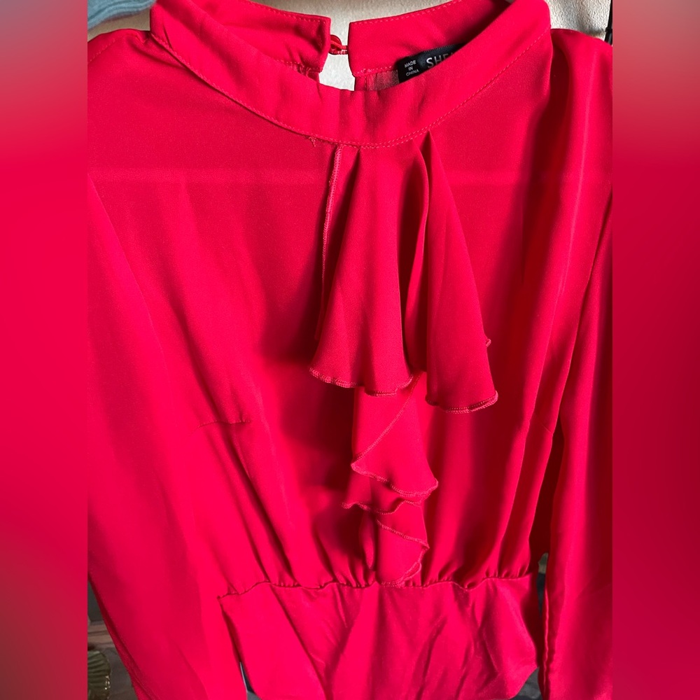 Red Ruffle Bodysuit - Picture 3 of 5